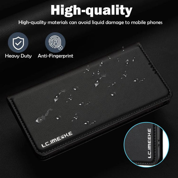 For iPhone 16e LC.IMEEKE L1 Series Frosted Fine Texture PU Phone Case(Black)