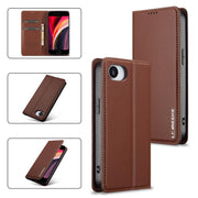 For iPhone 16e LC.IMEEKE L1 Series Frosted Fine Texture PU Phone Case(Brown)