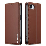 For iPhone 16e LC.IMEEKE L1 Series Frosted Fine Texture PU Phone Case(Brown)