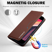For iPhone 16e LC.IMEEKE L1 Series Frosted Fine Texture PU Phone Case(Brown)