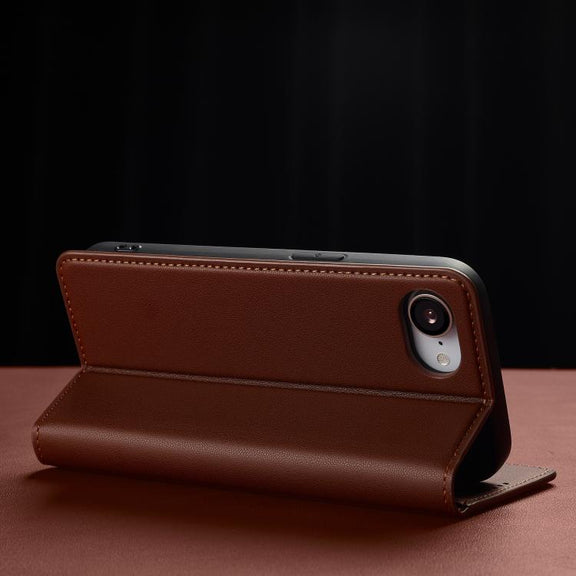 For iPhone 16e LC.IMEEKE L1 Series Frosted Fine Texture PU Phone Case(Brown)