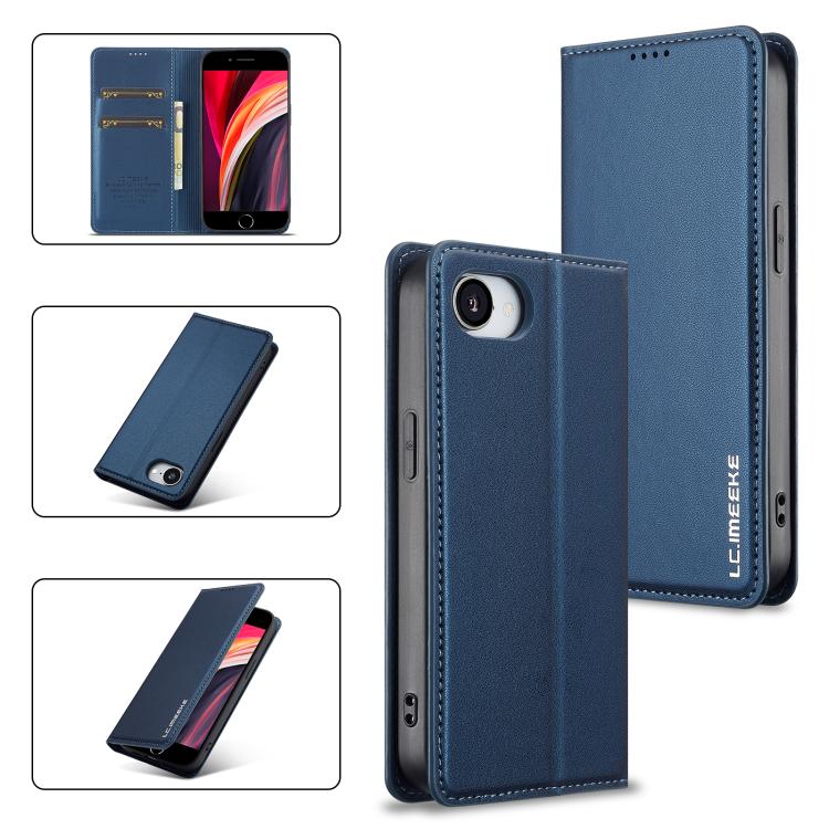 For iPhone 16e LC.IMEEKE L1 Series Frosted Fine Texture PU Phone Case(Blue)