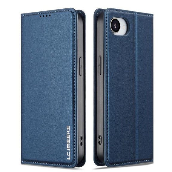 For iPhone 16e LC.IMEEKE L1 Series Frosted Fine Texture PU Phone Case(Blue)