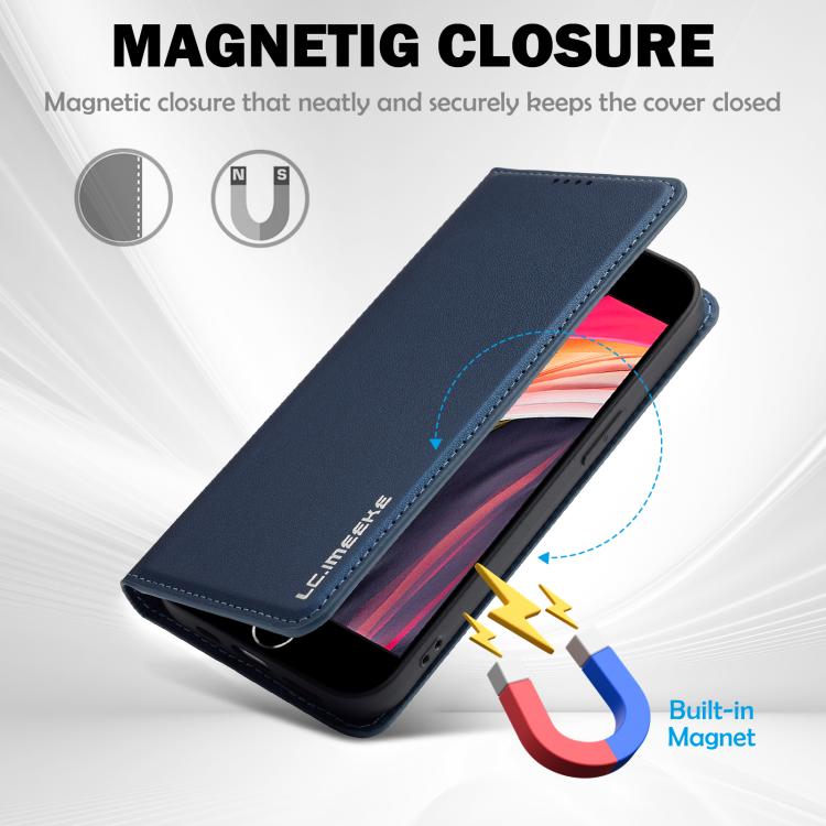For iPhone 16e LC.IMEEKE L1 Series Frosted Fine Texture PU Phone Case(Blue)