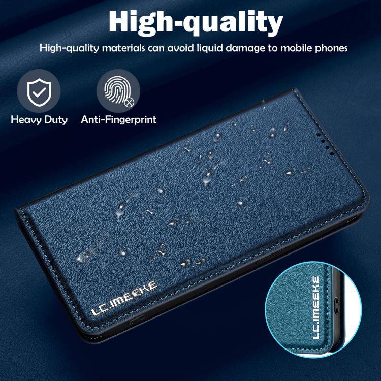 For iPhone 16e LC.IMEEKE L1 Series Frosted Fine Texture PU Phone Case(Blue)