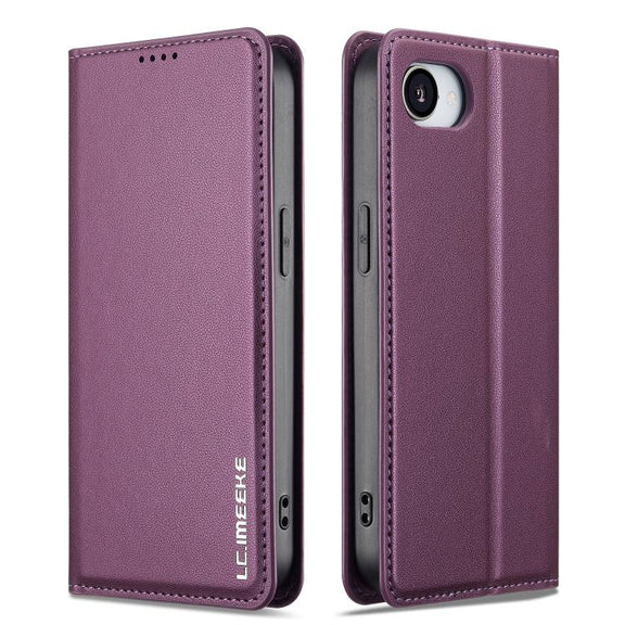 For iPhone 16e LC.IMEEKE L1 Series Frosted Fine Texture PU Phone Case(Purple)