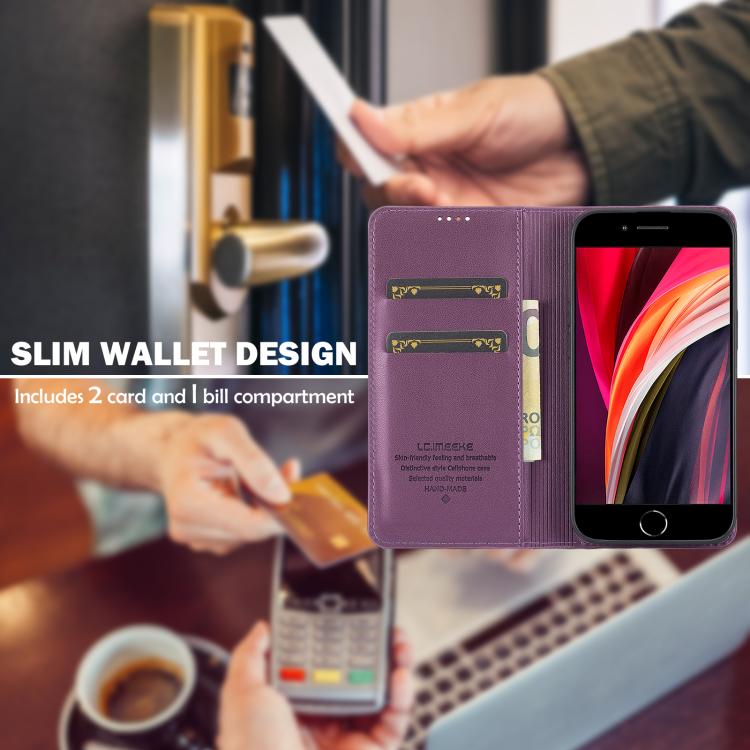 For iPhone 16e LC.IMEEKE L1 Series Frosted Fine Texture PU Phone Case(Purple)
