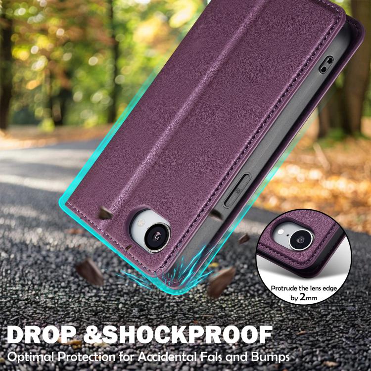 For iPhone 16e LC.IMEEKE L1 Series Frosted Fine Texture PU Phone Case(Purple)