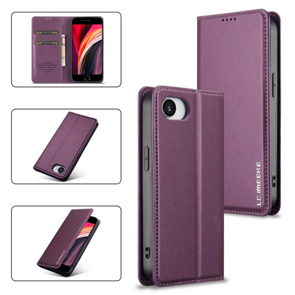 For iPhone 16e LC.IMEEKE L1 Series Frosted Fine Texture PU Phone Case(Purple)