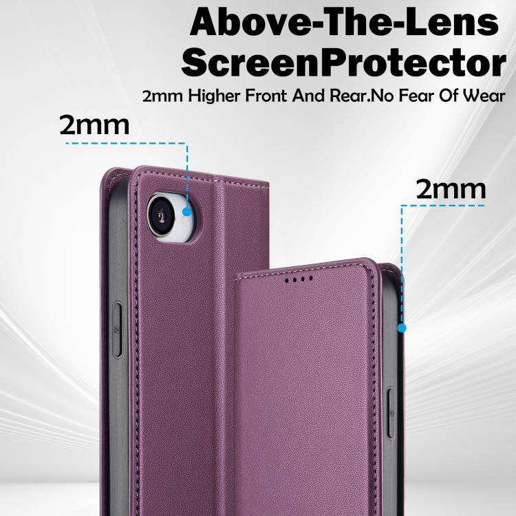 For iPhone 16e LC.IMEEKE L1 Series Frosted Fine Texture PU Phone Case(Purple)