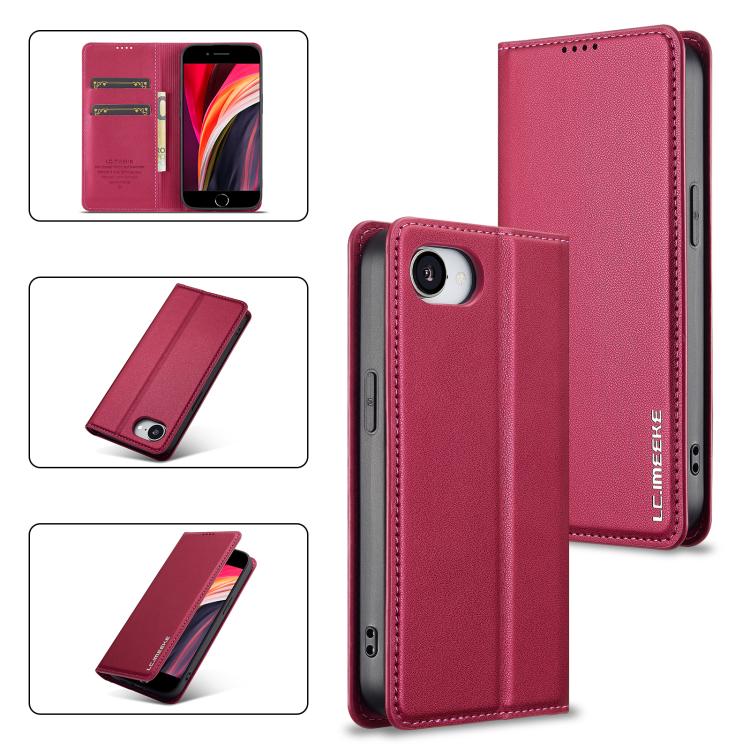 For iPhone 16e LC.IMEEKE L1 Series Frosted Fine Texture PU Phone Case(Red)
