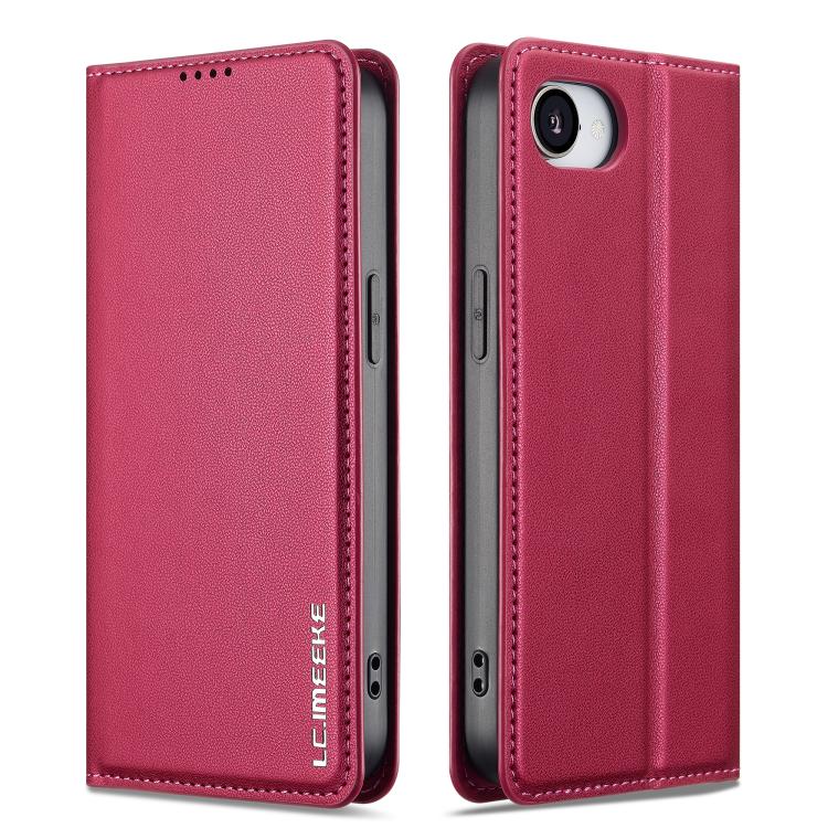 For iPhone 16e LC.IMEEKE L1 Series Frosted Fine Texture PU Phone Case(Red)