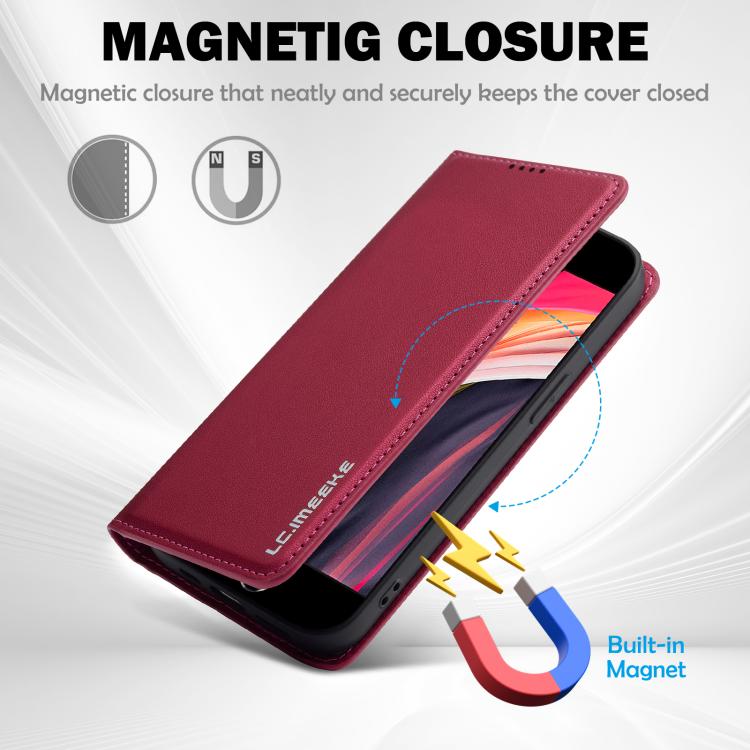 For iPhone 16e LC.IMEEKE L1 Series Frosted Fine Texture PU Phone Case(Red)