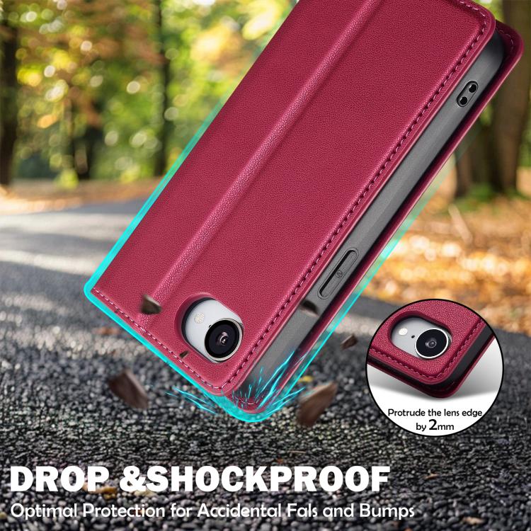 For iPhone 16e LC.IMEEKE L1 Series Frosted Fine Texture PU Phone Case(Red)