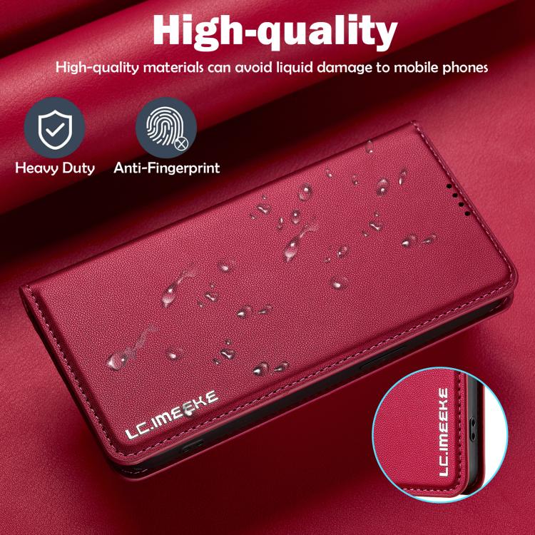 For iPhone 16e LC.IMEEKE L1 Series Frosted Fine Texture PU Phone Case(Red)