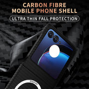 For Motorola Razr 50 Carbon Fiber Texture MagSafe Magnetic Phone Case(Black)