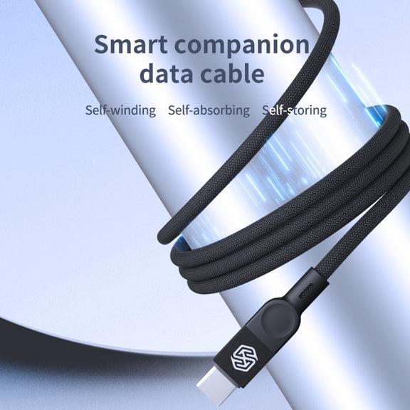 NILLKIN 100W USB-C/Type-C to USB-C/Type-C Small Magnetic Coil Fast Charging Data Cable, Length: 1m(Black)