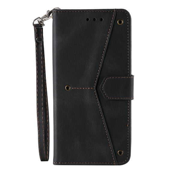 For iPhone 16 Pro Max Nail Skin Feel Stitching Calf Texture Leather Phone Case(Black)