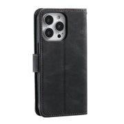 For iPhone 16 Pro Max Nail Skin Feel Stitching Calf Texture Leather Phone Case(Black)