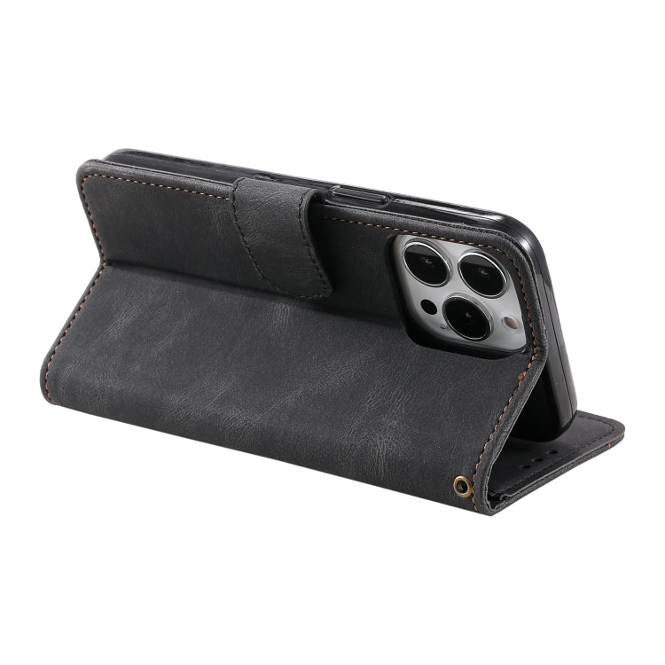 For iPhone 16 Pro Nail Skin Feel Stitching Calf Texture Leather Phone Case(Black)