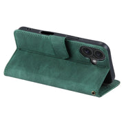 For iPhone 16 Plus Nail Skin Feel Stitching Calf Texture Leather Phone Case(Green)