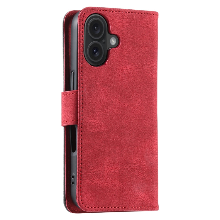For iPhone 16 Nail Skin Feel Stitching Calf Texture Leather Phone Case(Red)