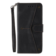 For iPhone 16e Nail Skin Feel Stitching Calf Texture Leather Phone Case(Black)
