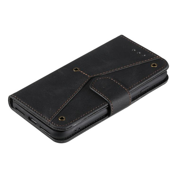 For iPhone 16e Nail Skin Feel Stitching Calf Texture Leather Phone Case(Black)