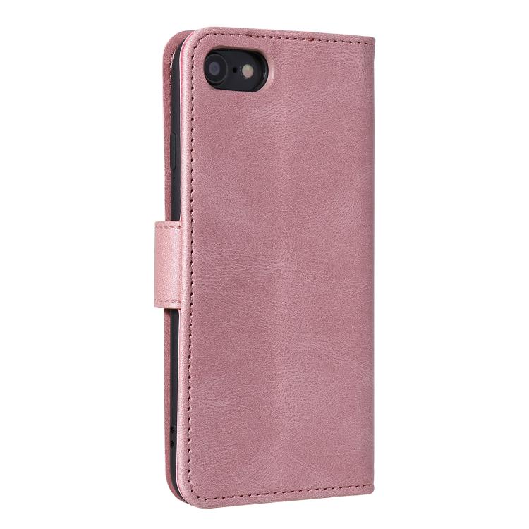 For iPhone 16e Nail Skin Feel Stitching Calf Texture Leather Phone Case(Rose Gold)