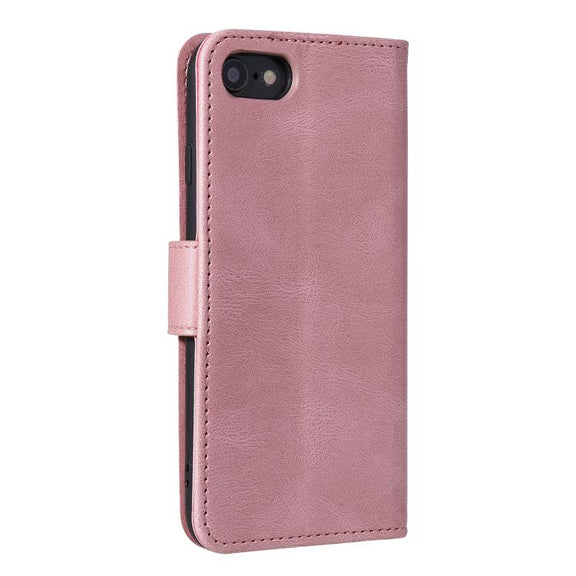 For iPhone 16e Nail Skin Feel Stitching Calf Texture Leather Phone Case(Rose Gold)