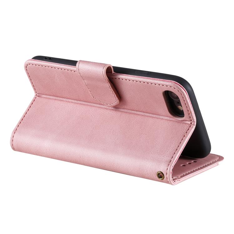 For iPhone 16e Nail Skin Feel Stitching Calf Texture Leather Phone Case(Rose Gold)