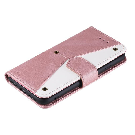 For iPhone 16e Nail Skin Feel Stitching Calf Texture Leather Phone Case(Rose Gold)