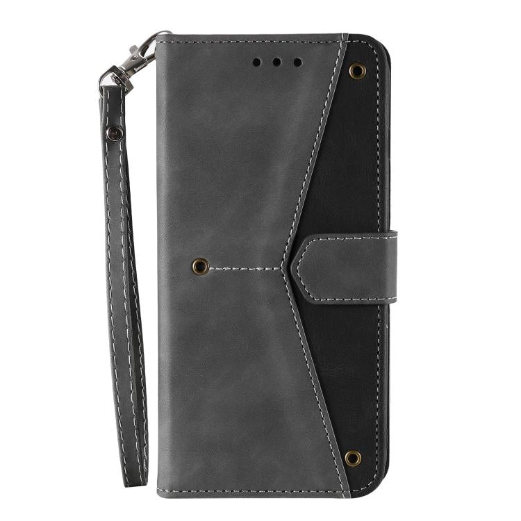 For iPhone 16e Nail Skin Feel Stitching Calf Texture Leather Phone Case(Grey)