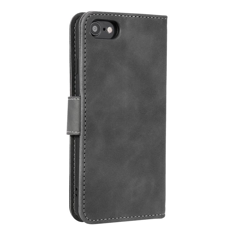 For iPhone 16e Nail Skin Feel Stitching Calf Texture Leather Phone Case(Grey)