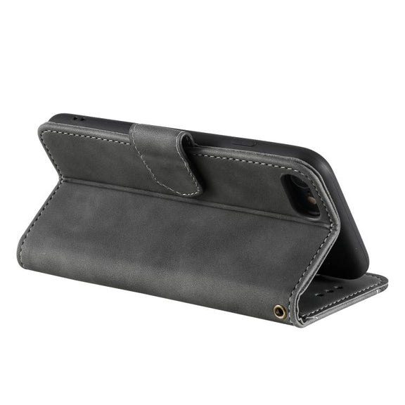 For iPhone 16e Nail Skin Feel Stitching Calf Texture Leather Phone Case(Grey)