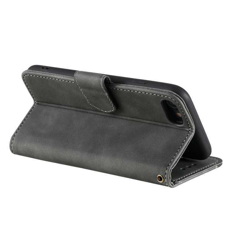 For iPhone 16e Nail Skin Feel Stitching Calf Texture Leather Phone Case(Grey)