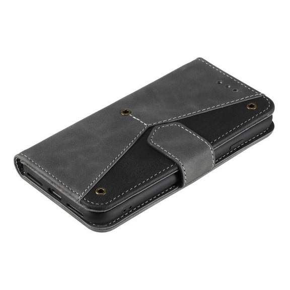 For iPhone 16e Nail Skin Feel Stitching Calf Texture Leather Phone Case(Grey)
