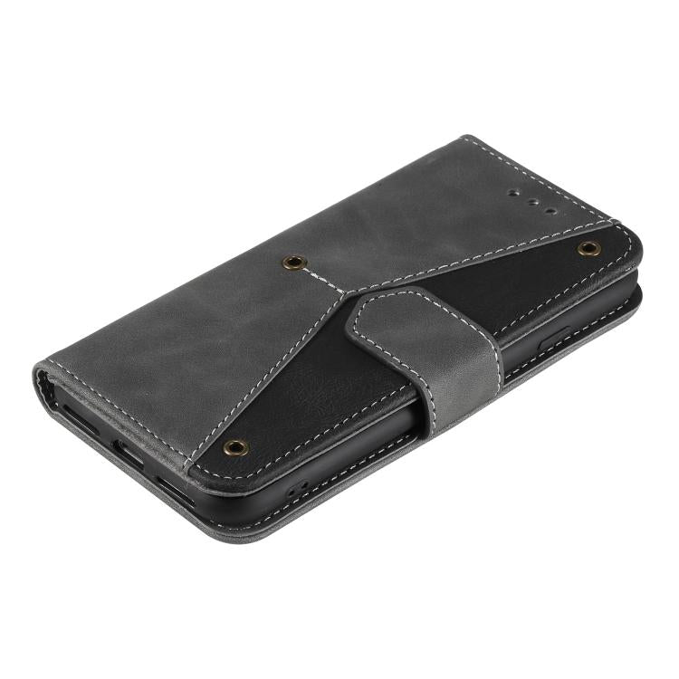 For iPhone 16e Nail Skin Feel Stitching Calf Texture Leather Phone Case(Grey)