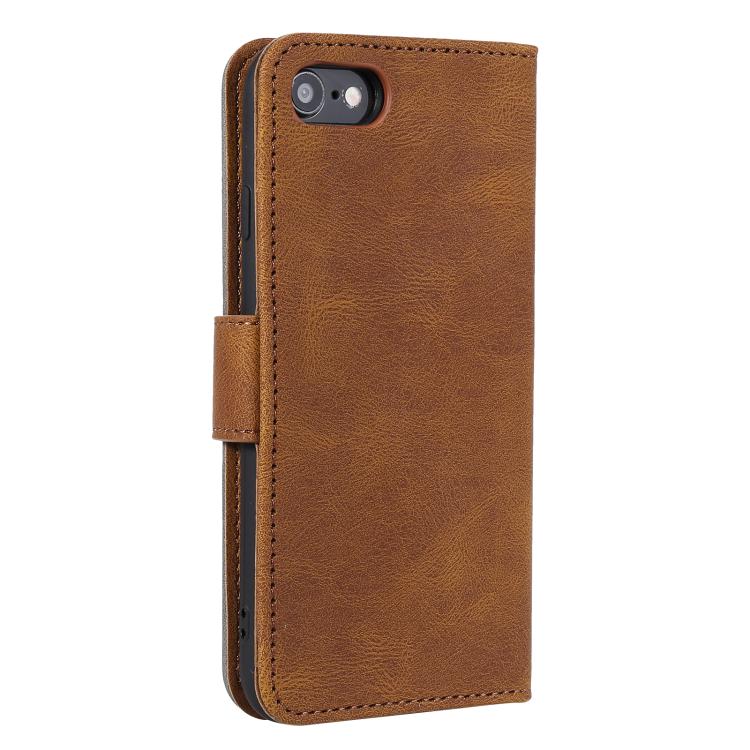 For iPhone 16e Nail Skin Feel Stitching Calf Texture Leather Phone Case(Brown)