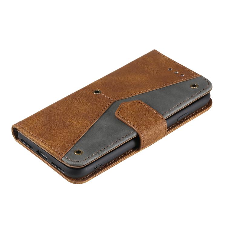 For iPhone 16e Nail Skin Feel Stitching Calf Texture Leather Phone Case(Brown)