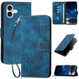 For iPhone 16 Plus YX0080 Grid Butterfly Embossed Pattern Flip Leather Phone Case with Lanyard(Dark Blue) - iPhone 16 Plus Cases by PMC TechLife | Online Shopping South Africa | PMC TechLife | Buy Now Pay Later Mobicred