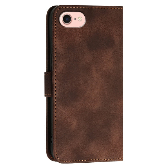 For iPhone 16e YX0080 Grid Butterfly Embossed Pattern Flip Leather Phone Case with Lanyard(Coffee)