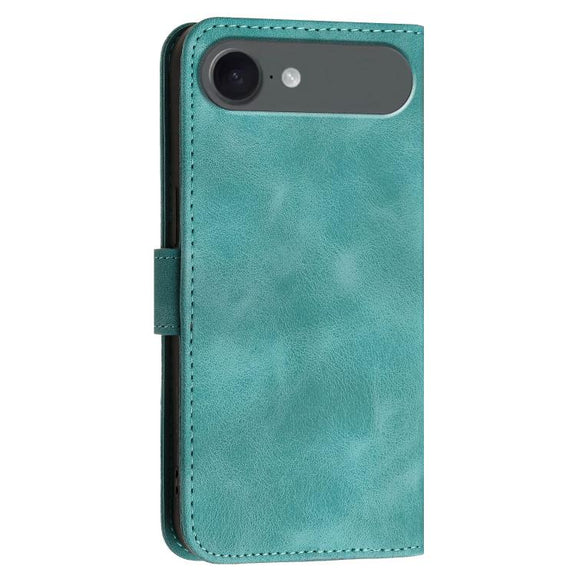 For iPhone 17 Air YX0080 Grid Butterfly Embossed Pattern Flip Leather Phone Case with Lanyard(Light Blue)