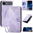 For iPhone 17 Air YX0080 Grid Butterfly Embossed Pattern Flip Leather Phone Case with Lanyard(Light Purple) - free shipping - PMc TechLife - Order now!