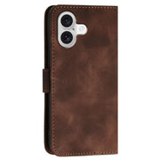 For iPhone 17 YX0080 Grid Butterfly Embossed Pattern Flip Leather Phone Case with Lanyard(Coffee)