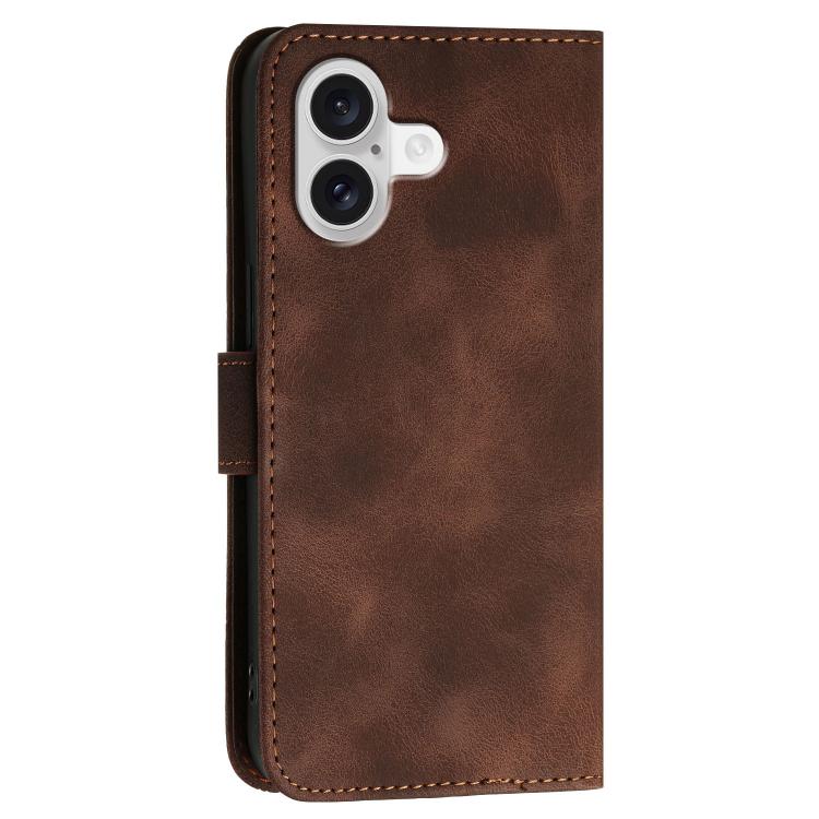 For iPhone 17 YX0080 Grid Butterfly Embossed Pattern Flip Leather Phone Case with Lanyard(Coffee)