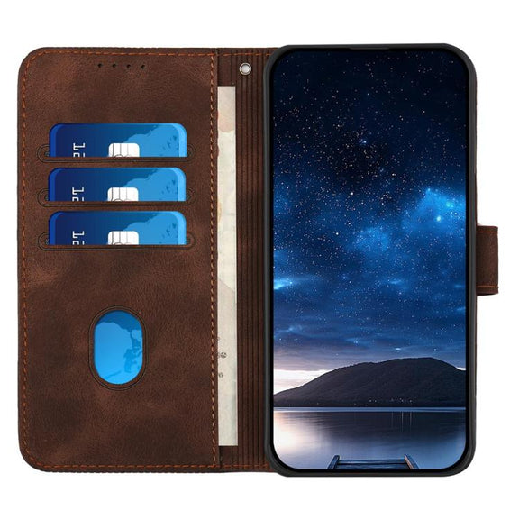 For iPhone 17 YX0080 Grid Butterfly Embossed Pattern Flip Leather Phone Case with Lanyard(Coffee)