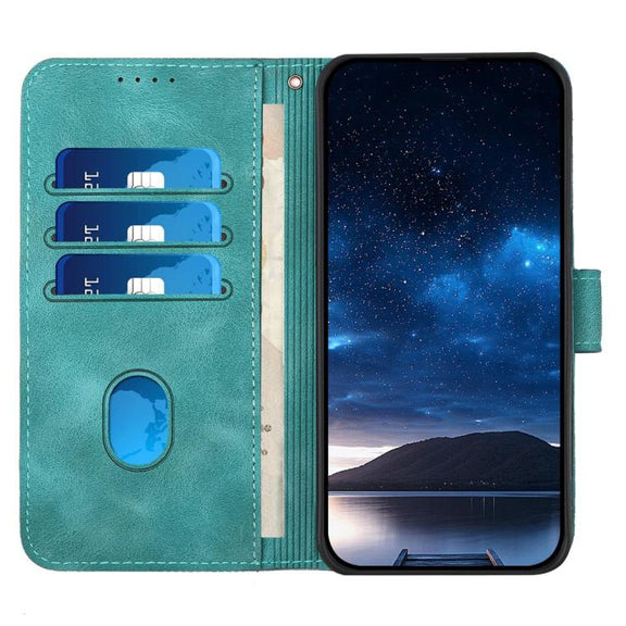 For iPhone 17 YX0080 Grid Butterfly Embossed Pattern Flip Leather Phone Case with Lanyard(Light Blue)