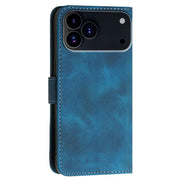 For iPhone 17 Pro Max YX0080 Grid Butterfly Embossed Pattern Flip Leather Phone Case with Lanyard(Dark Blue)
