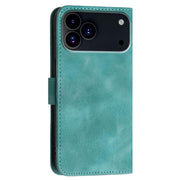 For iPhone 17 Pro Max YX0080 Grid Butterfly Embossed Pattern Flip Leather Phone Case with Lanyard(Light Blue)